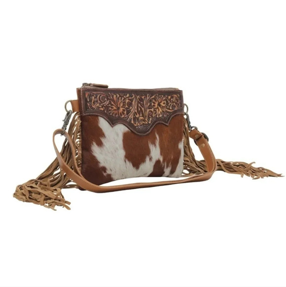 NWT Myra Bag Boho Leather & Canvas Shoulder Bag - Picture 3 of 9